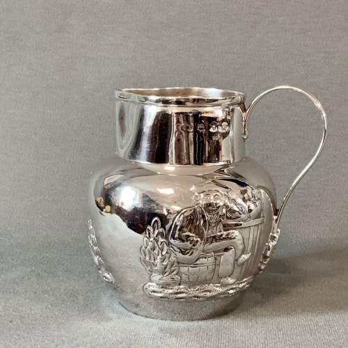 Late 19th Century Hand Embossed Silver Jug image-1