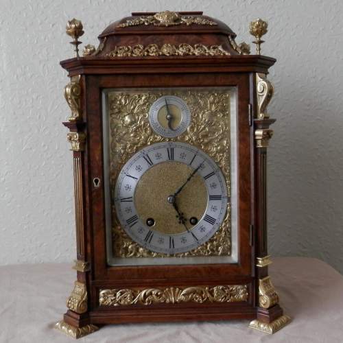 Walnut Mantel Clock by Lenzkirch Circa 1895 image-1