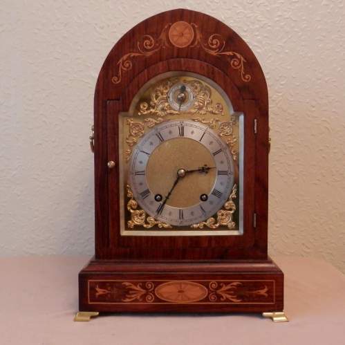 Inlaid Rosewood Mantel Clock by Winterhalder and Hoffmeir image-1