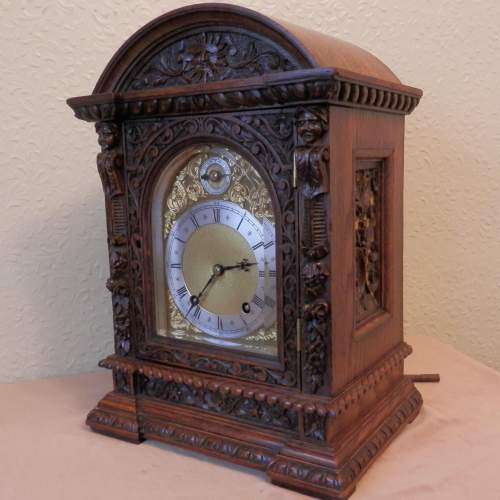 Carved Oak Cased Clock by Winterhalder and Hoffmeir image-2