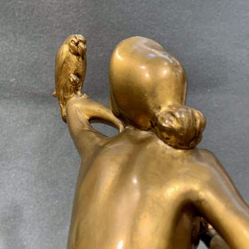Art Deco J Werson Gilt Bronze Girl and Parrot image-4