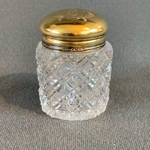 19th Century Cut Glass Jar With Gilt Silver Lid image-1