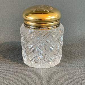 19th Century Cut Glass Jar With Gilt Silver Lid