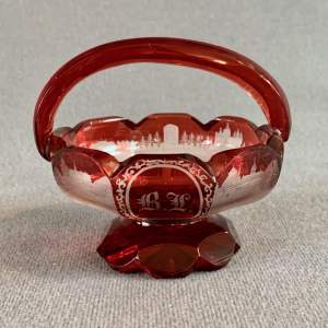 19th Century Ruby Glass Basket