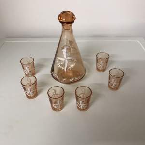 Festival  of  Britain 1951 Glass Decanter and Tot Set