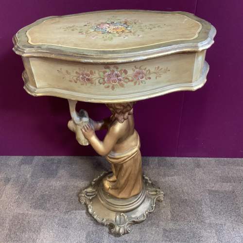 Superb Italian Painted Cherub Pedestal Table - Wonderful Example image-2