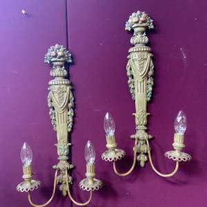 1940s French Brass Painted Wall Lights - Fully Rewired