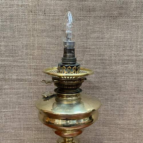 19th Century Brass Converted Oil Lamp image-5