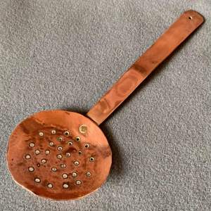 19th Century Copper Cream Skimmer