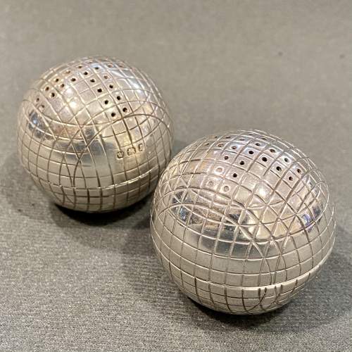 Pair of Victorian Silver Golf Ball Pepperettes image-1