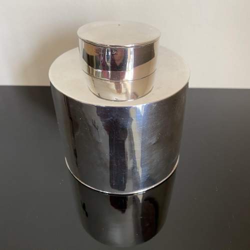 Silver White Metal Circular Tea Caddy - Early - Mid 20th Century image-1