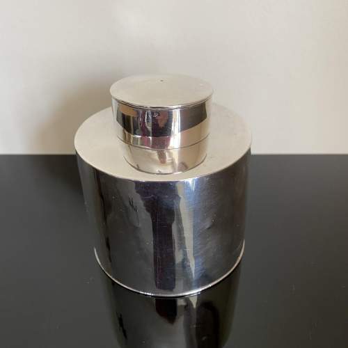 Silver White Metal Circular Tea Caddy - Early - Mid 20th Century image-6