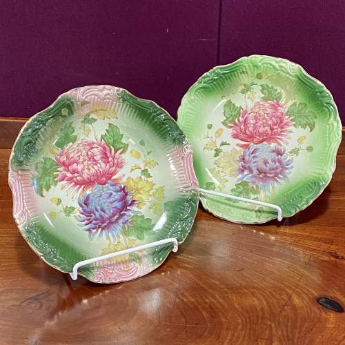 Pair of Old Foley Pottery James Kent Chrysanthemum Plates image-1