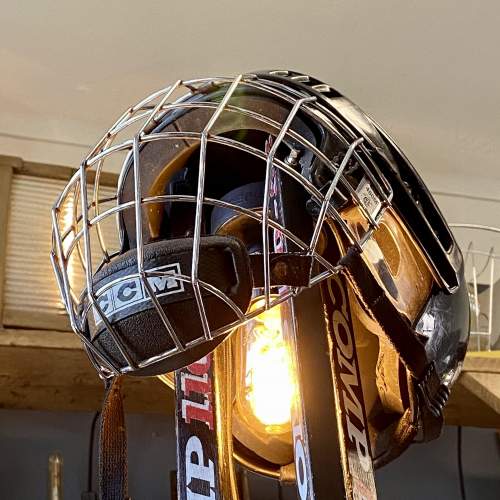 Ice Hockey Sticks and Helmet Upcycled Lamp image-6