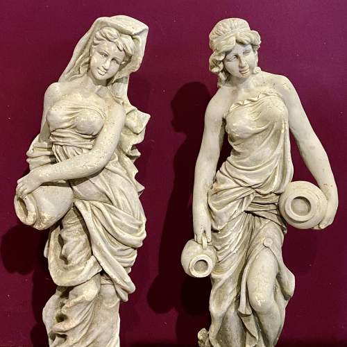French 1920s Pair of Classical Plaster Ladies image-1