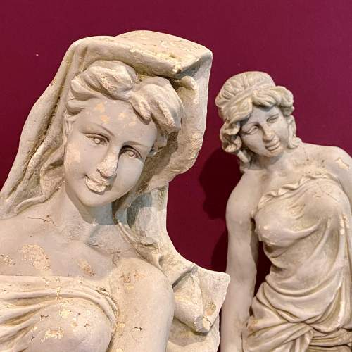 French 1920s Pair of Classical Plaster Ladies image-6