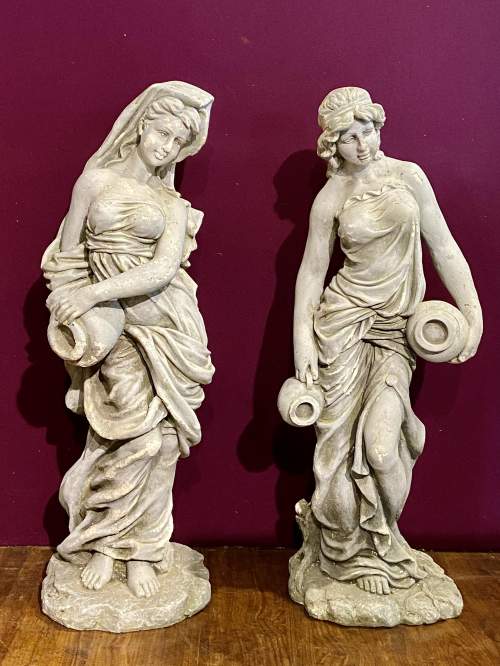 French 1920s Pair of Classical Plaster Ladies image-5