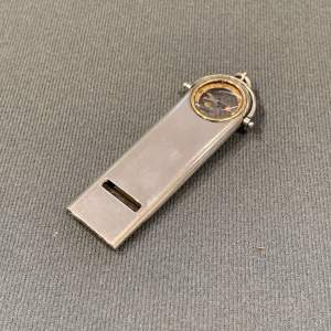 19th Century Frederick Evans Silver Whistle With Compass