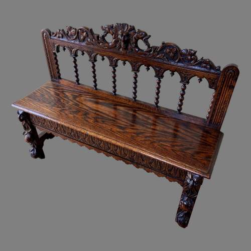 A 19th Century Carved Oak Bench image-2