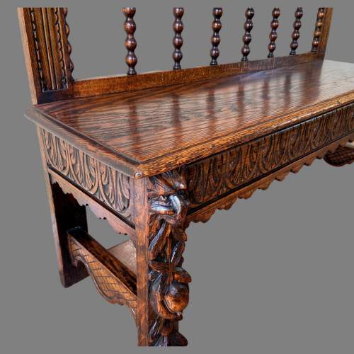 A 19th Century Carved Oak Bench image-5
