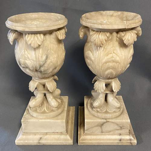 Pair of 19th Century Alabaster Mantel Vases image-1