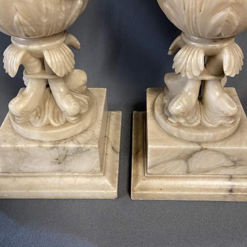 Pair of 19th Century Alabaster Mantel Vases image-2