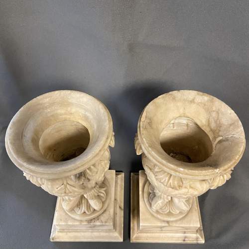 Pair of 19th Century Alabaster Mantel Vases image-4