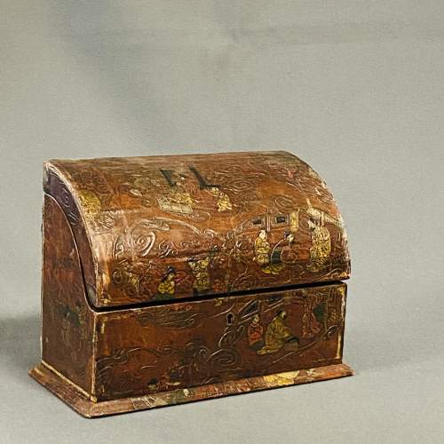 Chinoiserie Leather Bound Stationery Box image-1