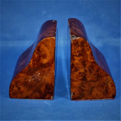 A Pair of Very Stylish Art Deco Burr Walnut Wavy Front Book Ends image-1