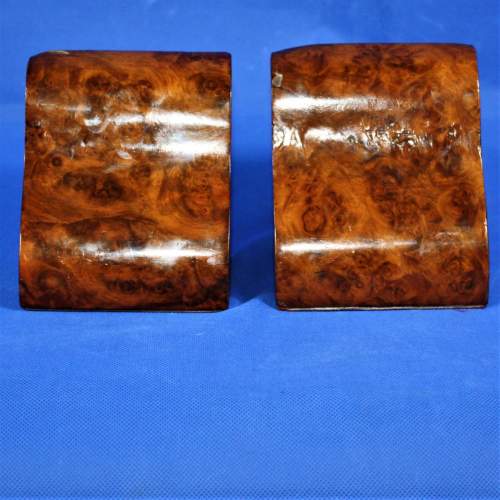 A Pair of Very Stylish Art Deco Burr Walnut Wavy Front Book Ends image-4