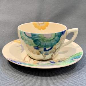 Clarice Cliff Globe Shape Viscaria Cup and Saucer