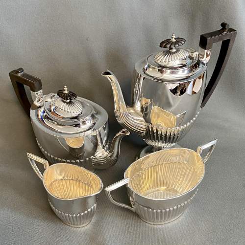 Large Four Piece Victorian Silver Tea Service image-1