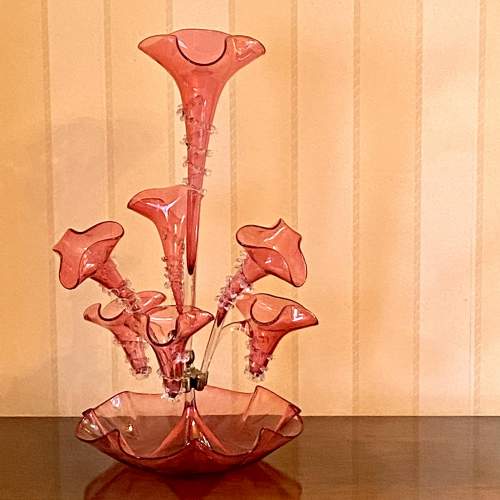 Decorative Victorian Cranberry Glass Epergne image-1