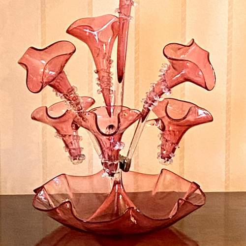 Decorative Victorian Cranberry Glass Epergne image-2