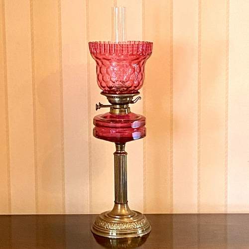 Victorian Cranberry Glass Oil Lamp image-1