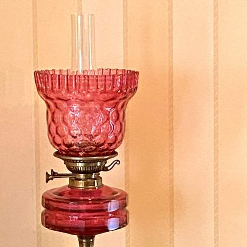 Victorian Cranberry Glass Oil Lamp image-2