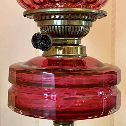 Victorian Cranberry Glass Oil Lamp image-3