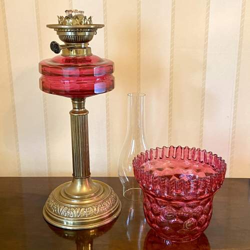 Victorian Cranberry Glass Oil Lamp image-4