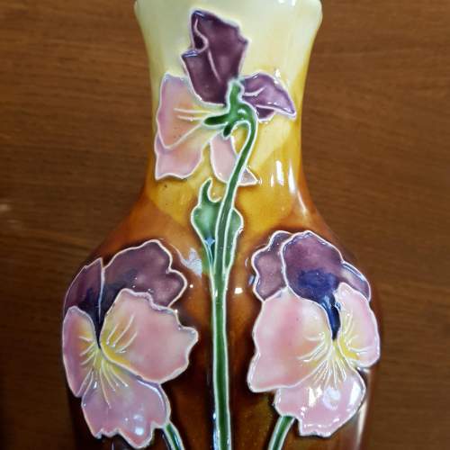 Pair of Tube-Lined Vases Decorated With Pansies image-3