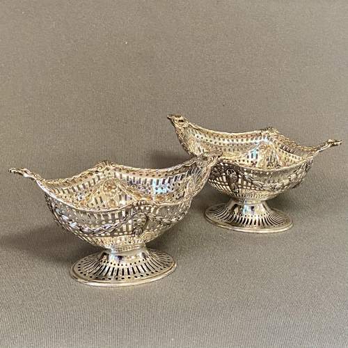 Pair of Edwardian Silver Pierced Pedestal Dishes image-1