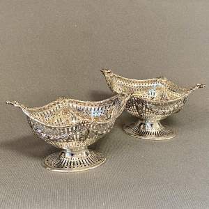 Pair of Edwardian Silver Pierced Pedestal Dishes