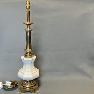20th Century White Ceramic and Brass Lamp
