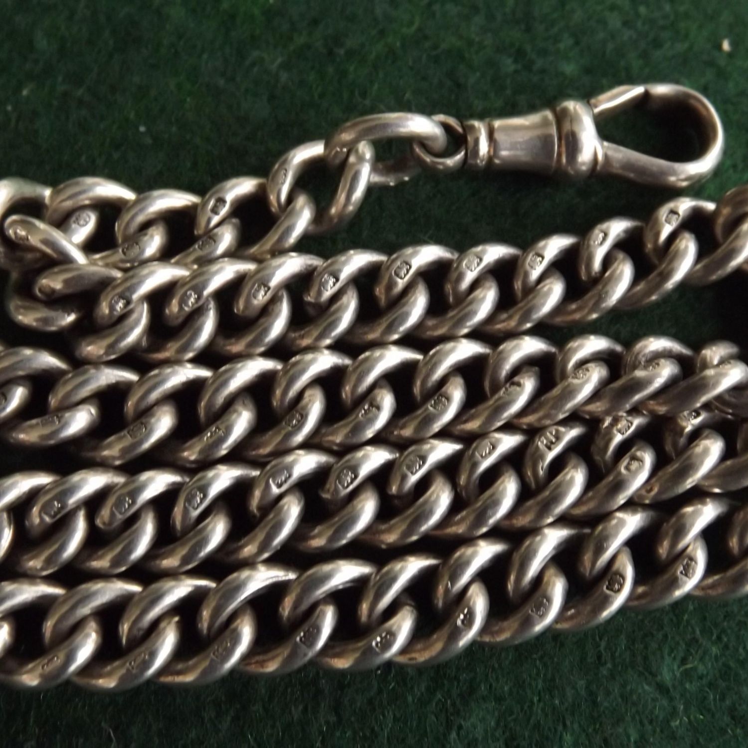 Antique George V 1915 Silver Double Albert Watch Chain - Jewellery ...