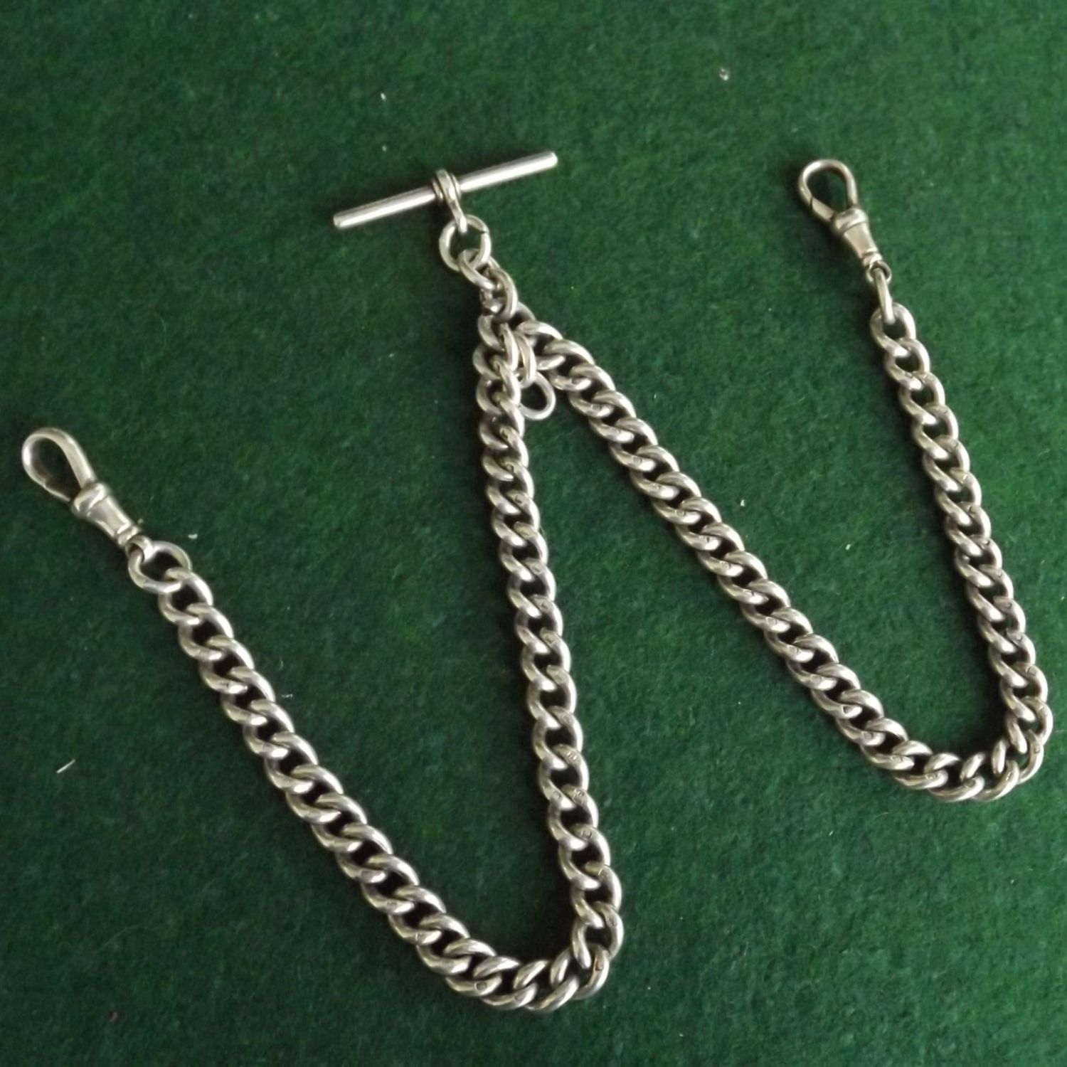 Antique George V 1915 Silver Double Albert Watch Chain - Jewellery ...