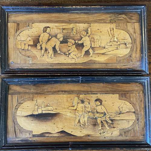 Rare Pair of 17th Century Italian Marquetry Panels image-1