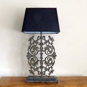 Decorative Large Architectural Cast Iron Lamp Base and Shade