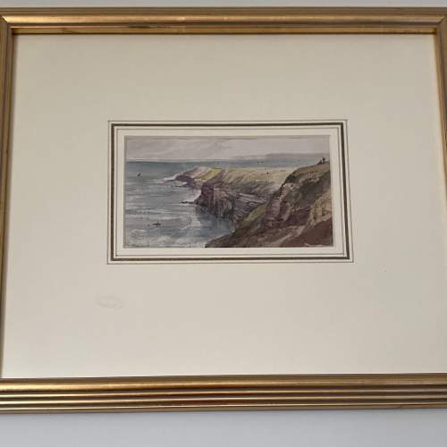 The Coast Line At Filey Watercolour by Victorian Artist G. Vawser image-1
