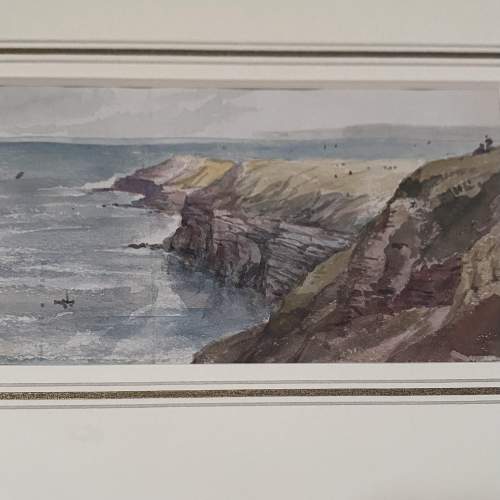 The Coast Line At Filey Watercolour by Victorian Artist G. Vawser image-2