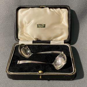 20th Century Boxed Pair of Silver Ladles