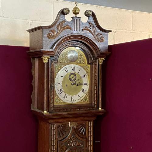 Early 20th Century Carved Oak 8 Day Longcase Clock image-1